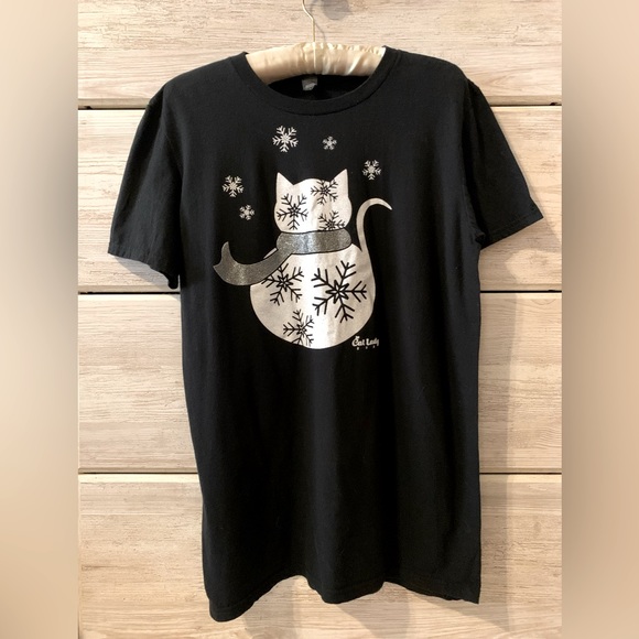 Tops - Winter/Snowflake Cat Shirt; Sparkles; Never Worn